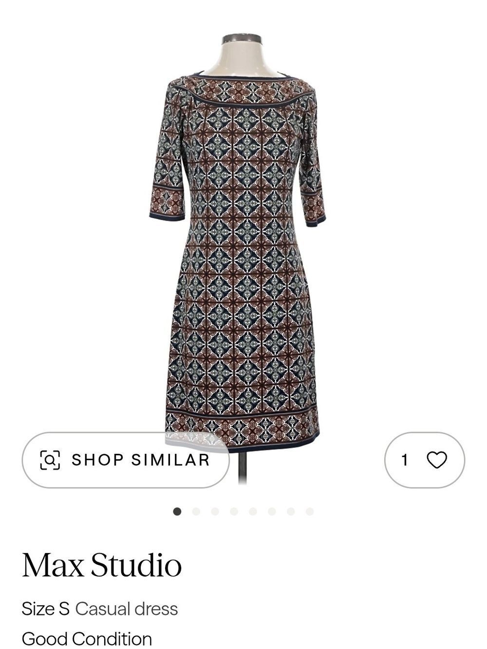 Max Studio Navy & Brown Geometric Midi Dress